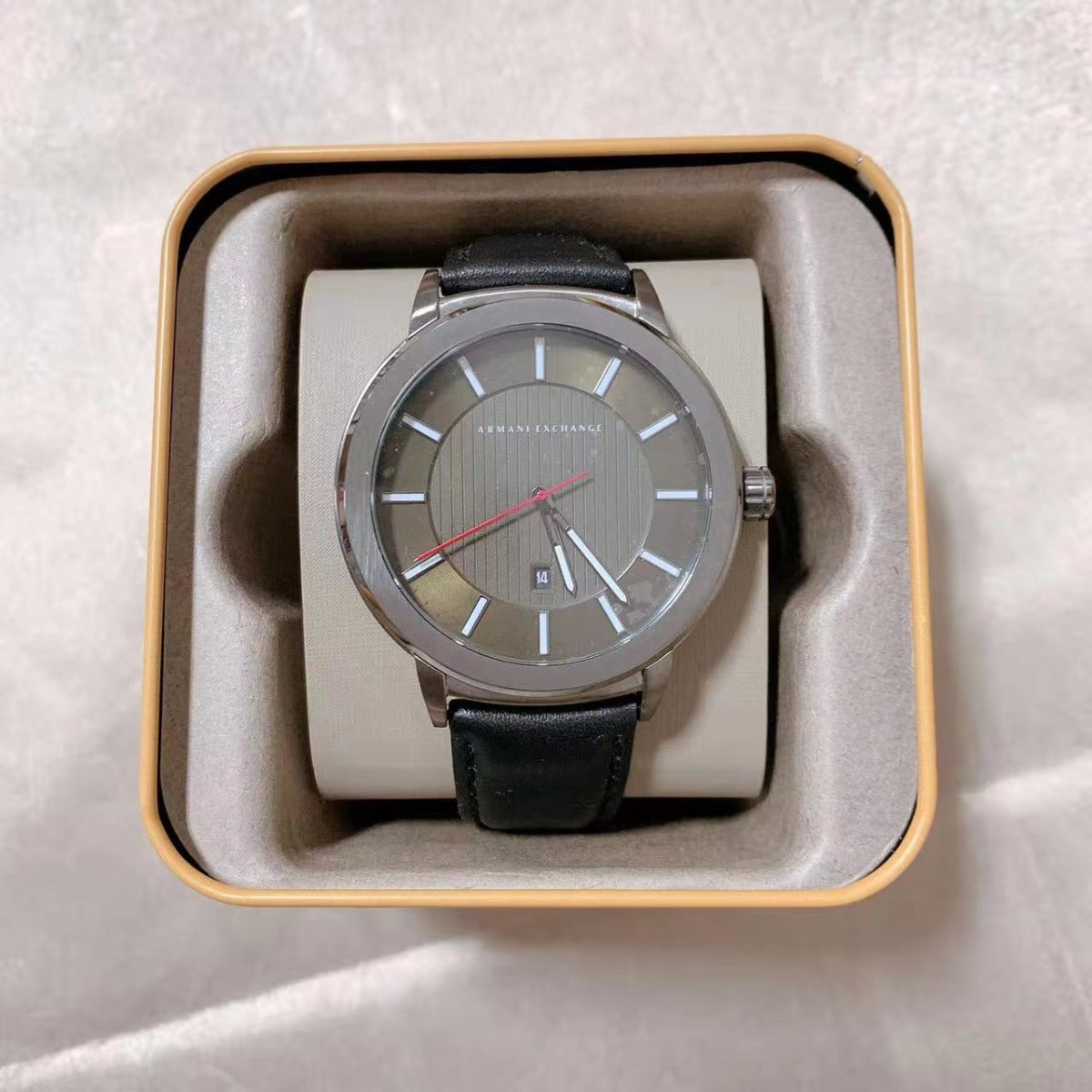 Armani Exchange AX1473 Three-Hand Date Black Leather Watch Armani Exchange AX1473 Three-Hand Date Black Leather Watch
